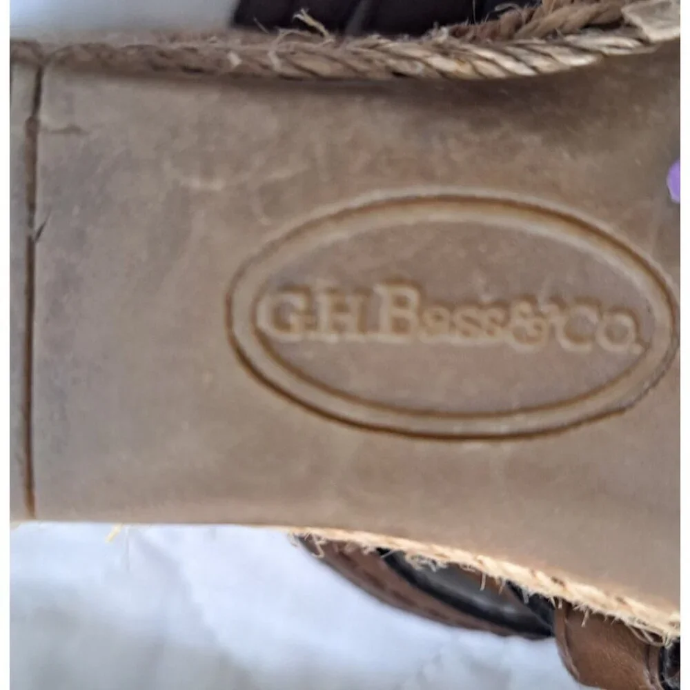 G.H.Bass & Company Women's 8.5 Brown Slides Jute Wedge 